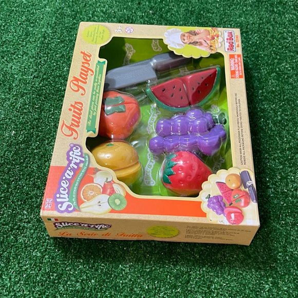 Pretend Food Play Set FRUITS Red Box Food and Accessories 11 Pcs Easy-Slide NEW - Picture 7 of 13